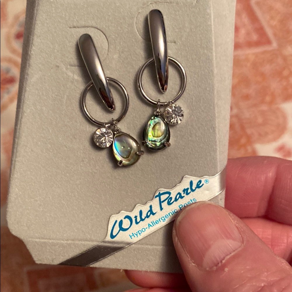 Wild Pearle Silver colored Earrings with Abalone Accents